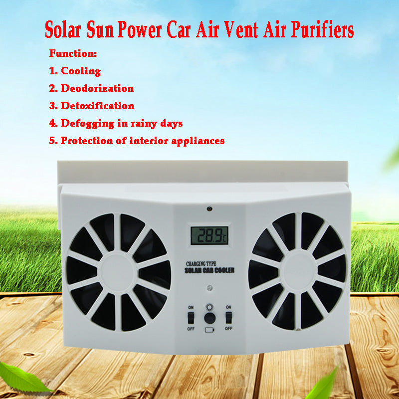 Solar Powered Car Fan – Auto Window Air Vent Cooling System