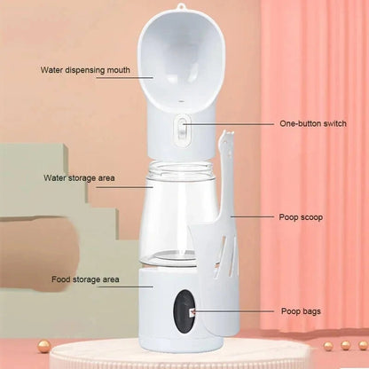 Dog Water Bottle with Built-In Waste Bag Storage – Leakproof, Portable & Easy to Carry