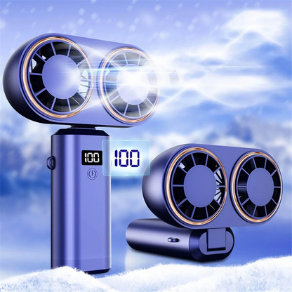 Portable USB Neck Fan – Foldable, Rechargeable, 5-Speed with Display