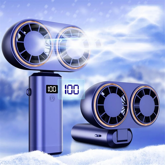 Portable USB Neck Fan – Foldable, Rechargeable, 5-Speed with Display