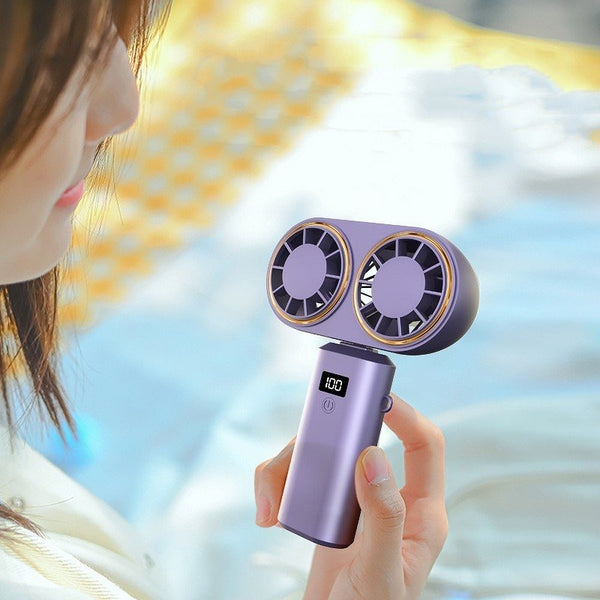 Portable USB Neck Fan – Foldable, Rechargeable, 5-Speed with Display