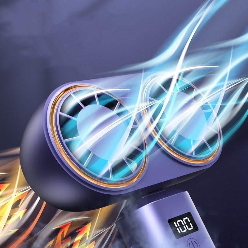 Portable USB Neck Fan – Foldable, Rechargeable, 5-Speed with Display